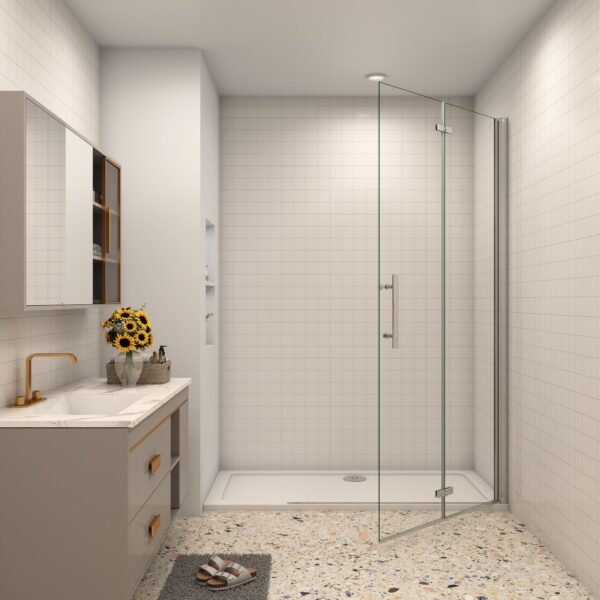 Walk-In Duschwand 120x185cm Falttür Faltbar Drehbar 6mm Nano-ESG - Image 3