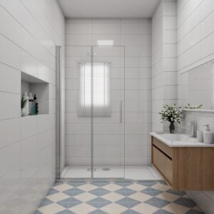 Falttür Walk-In Duschwand 120x195cm 6mm Nano-ESG faltbar/drehbar