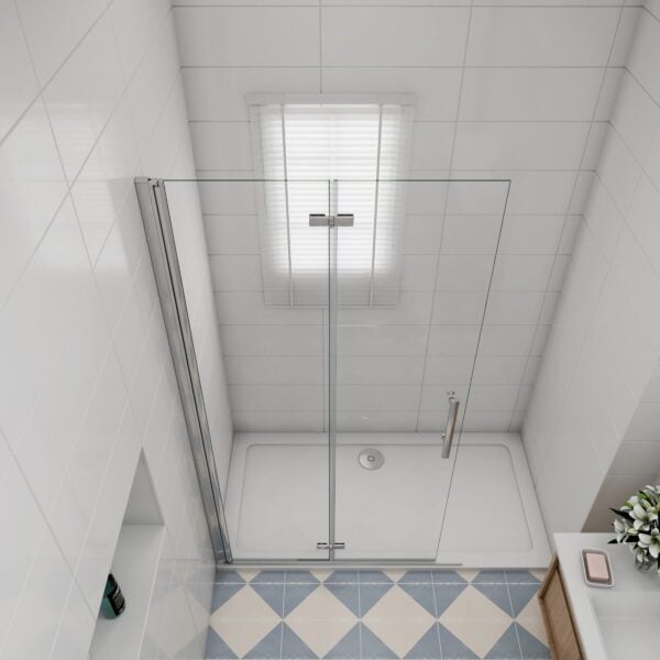 Falttür 90 x 195cm Duschwand faltbar drehbar 6mm Nano-ESG Walk-In - Image 4