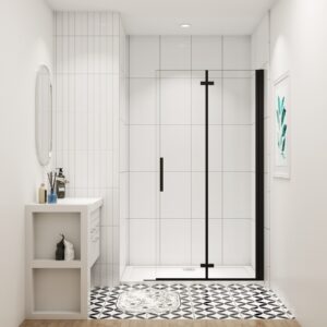 Faltbare Walk-In Duschwand 90x185cm Schwarz 6mm Nano-ESG Falttür