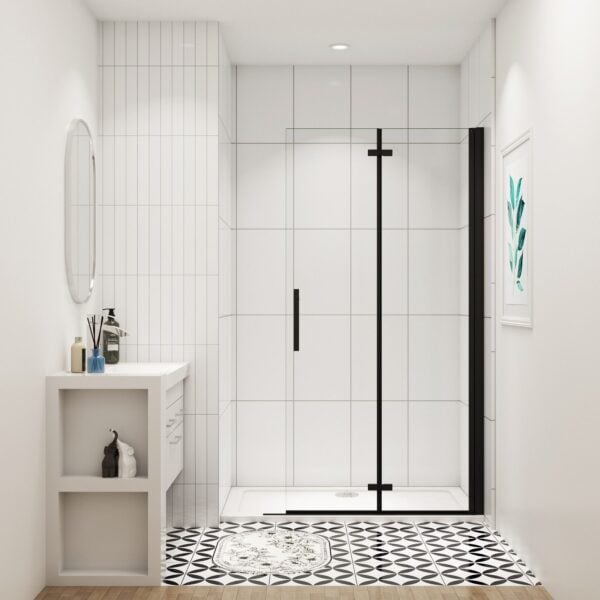 Faltbare Walk-In Duschwand 90x185cm Schwarz 6mm Nano-ESG Falttür