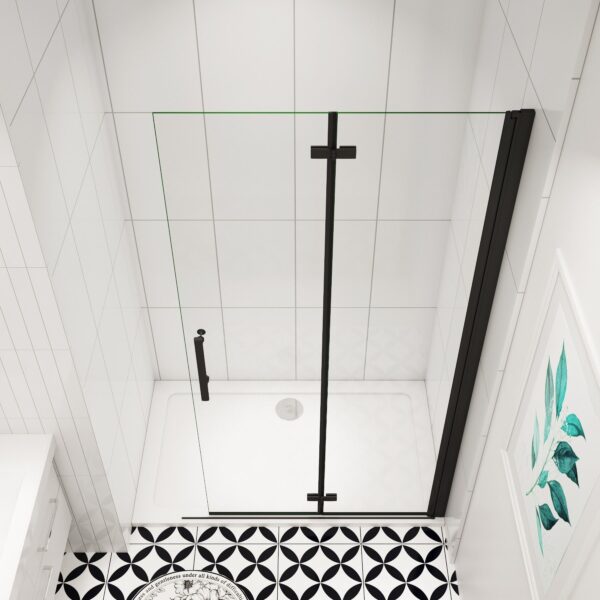 Faltbare Walk-In Duschwand 110 x 185cm Schwarz 6mm Nano-ESG Falttür - Image 4