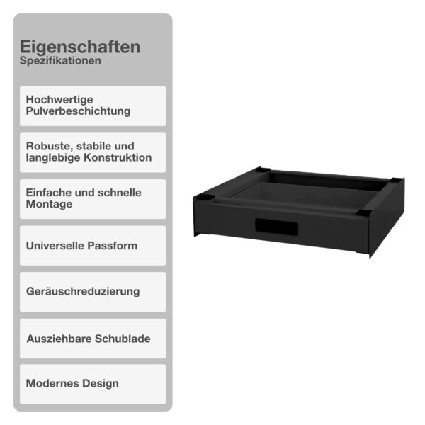 STADO® Ausziehbarer Zwischenbaurahmen für Waschmaschinenturm in Schwarz - Image 2