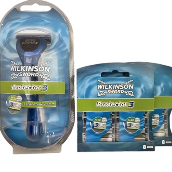 Wilkinson Sword Protector 3 Rasierer mit 9 und 17 Rasierklingen OVP - Image 3