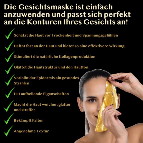 Goldene Collagen Gesichtsmaske - Anti-Aging & Feuchtigkeit gegen Augenringe - Image 4