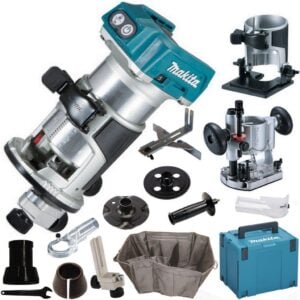Makita 18V Akku Multifunktionsfräse DRT50ZJX2 für Nuten und Fräsen