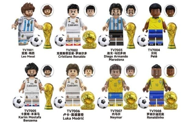 8er Set Fußball-Spiel Minifiguren Star World Cup Series in Tasche