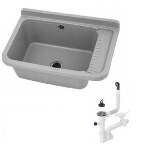 Grau Ausgussbecken 58x38x26cm für Garage und Outdoor-Einsatz