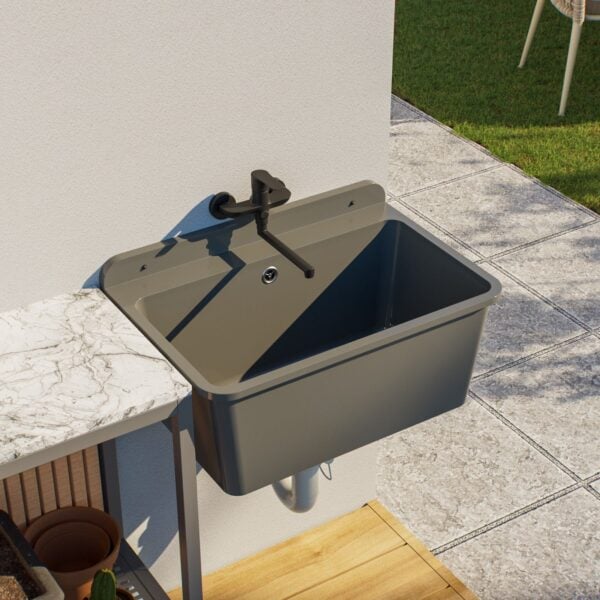 Grau Ausgussbecken 61x41x23cm für Garage und Waschraum - Spülbecken 10875 - Image 11