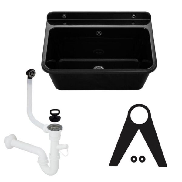 Schwarzes Ausgussbecken 61x41x23cm für Garage und Waschraum 10877 - Image 1
