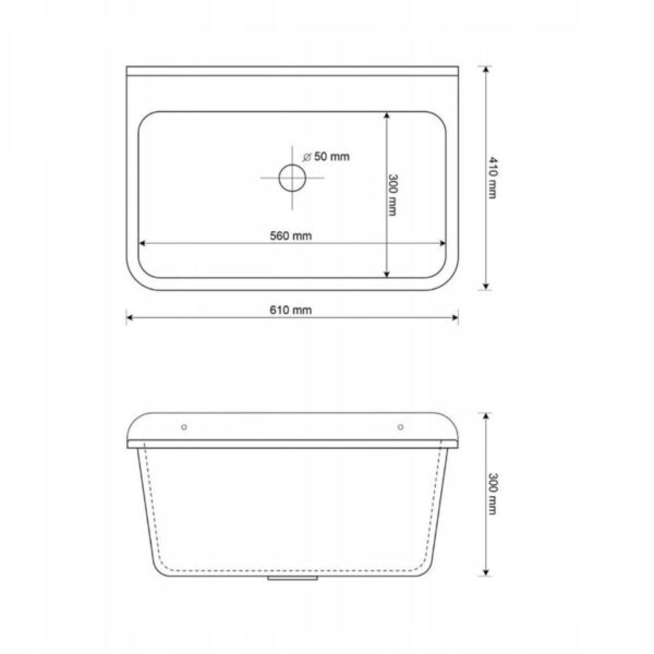 Schwarzes Ausgussbecken 61x41x23cm für Garage und Waschraum 10877 - Image 2