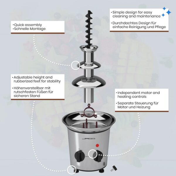 Jago® Schokoladenbrunnen 275W für Schokoladenfondue und Partys - Image 7