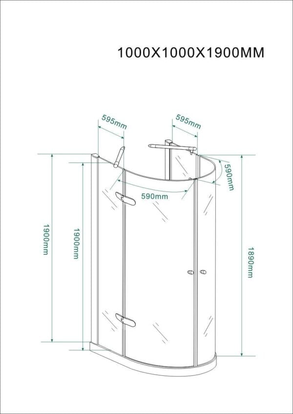 U-Form Duschkabine mit Pendeltür aus Glas - NANO Duschabtrennung - Image 7