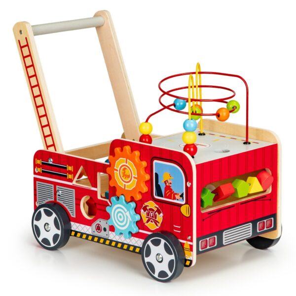 Holz Feuerwehr Lauflernwagen Rot für Kleinkinder ab 1 Jahr - Sicher & Stabil