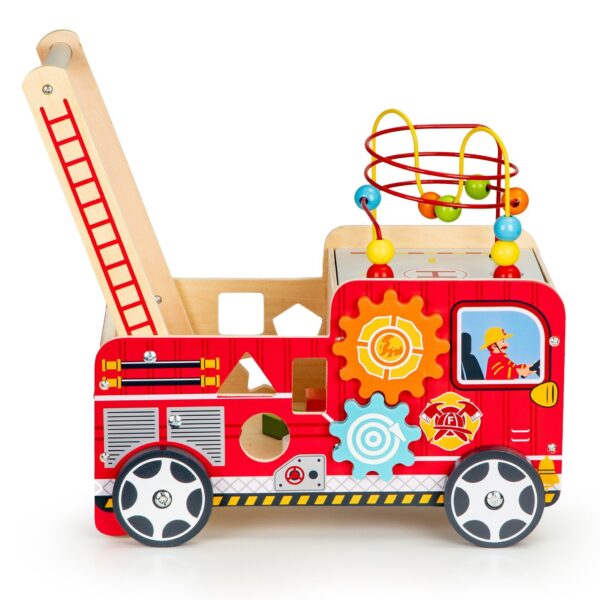 Holz Feuerwehr Lauflernwagen Rot für Kleinkinder ab 1 Jahr - Sicher & Stabil - Image 1