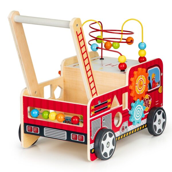 Holz Feuerwehr Lauflernwagen Rot für Kleinkinder ab 1 Jahr - Sicher & Stabil - Image 2