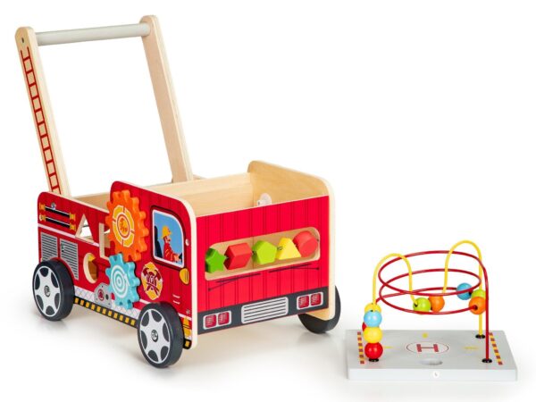 Holz Feuerwehr Lauflernwagen Rot für Kleinkinder ab 1 Jahr - Sicher & Stabil - Image 3