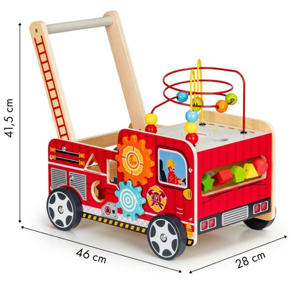 Holz Feuerwehr Lauflernwagen Rot für Kleinkinder ab 1 Jahr - Sicher & Stabil - Image 4