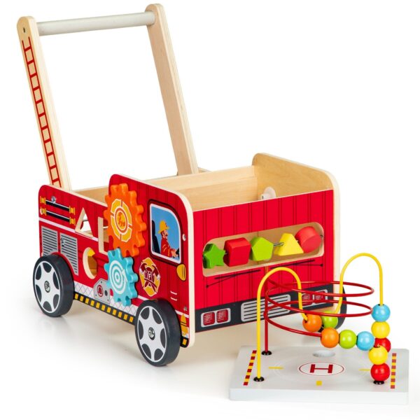 Holz Feuerwehr Lauflernwagen Rot für Kleinkinder ab 1 Jahr - Sicher & Stabil - Image 5