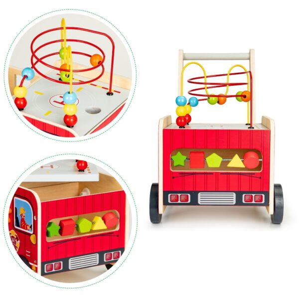 Holz Feuerwehr Lauflernwagen Rot für Kleinkinder ab 1 Jahr - Sicher & Stabil - Image 8
