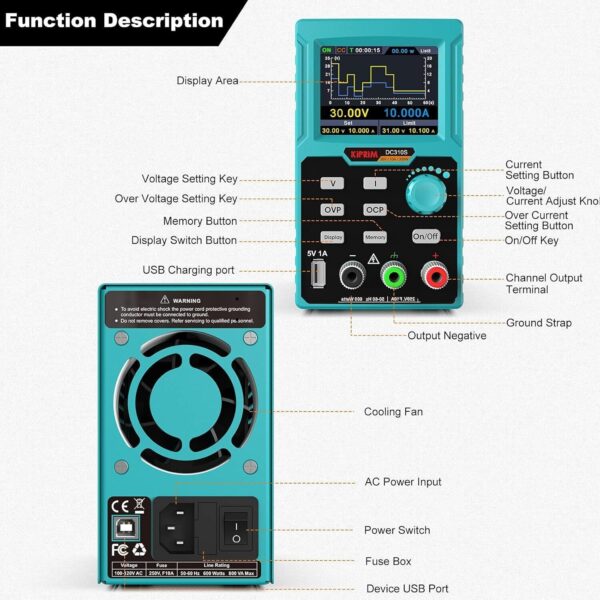 Kiprim DC310S Labornetzgerät 0-30V 0-10A programmierbar mit TFT-Display - Image 1