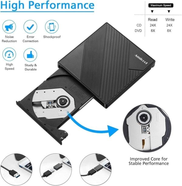 Externes DVD Laufwerk USB 3.0 & USB-C für Laptop und Desktop PC - Image 10