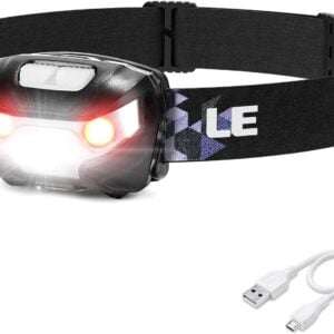 Wiederaufladbare LED Stirnlampe 1300 Lux mit Rotlicht & 5 Modi