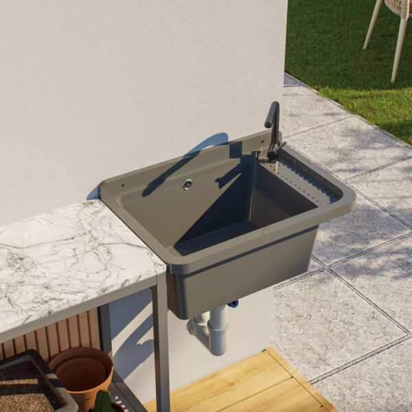 QLS Kunststoff Ausgussbecken 50x34 cm mit Siphon für Garage und Werkstatt - Image 2