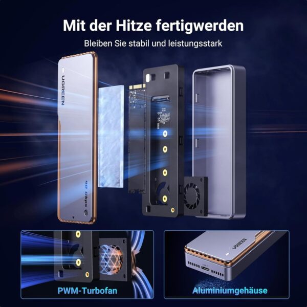 UGREEN USB4 NVMe M.2 SSD Gehäuse 40 Gbps mit Kühlleistung - Image 2