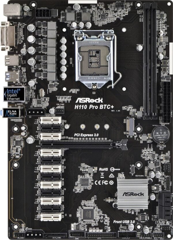 ASRock H110 Pro BTC+ Mainboard ATX LGA1151 DDR4 ohne Zubehör und I/O Shield
