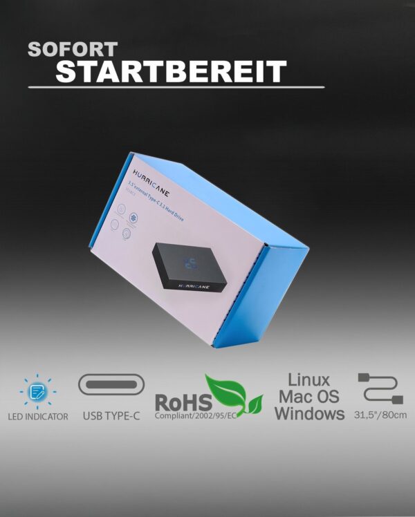 Hurricane 3518C3 500GB Aluminium Externe Festplatte USB C 3.5 Zoll - Image 6