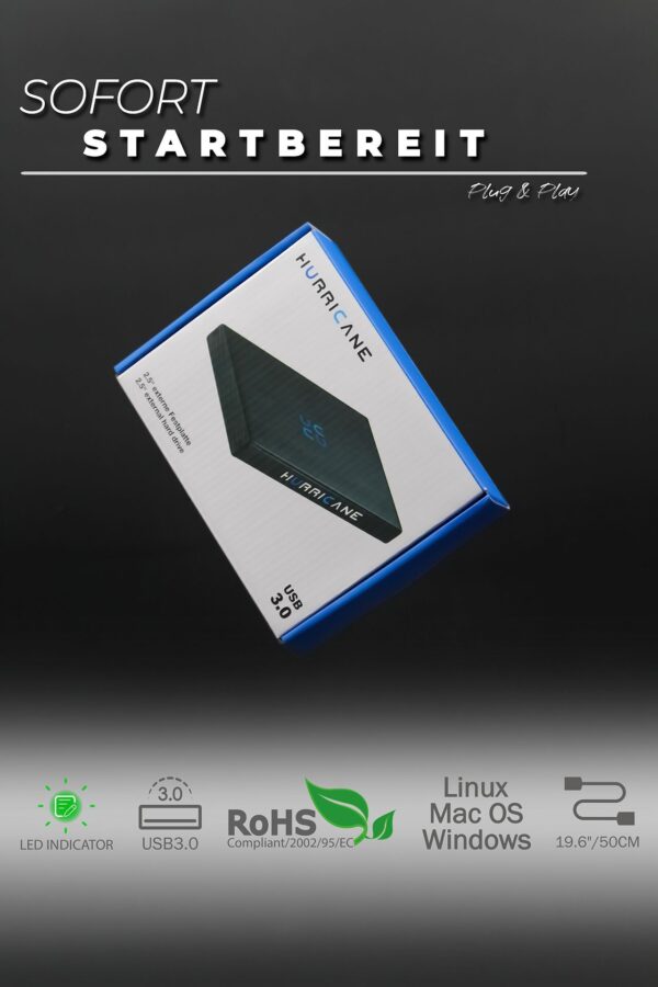 Hurricane GD25612 500GB Externe Festplatte USB 3.0 für PC, Mac, PS4, PS5, Xbox - Image 5