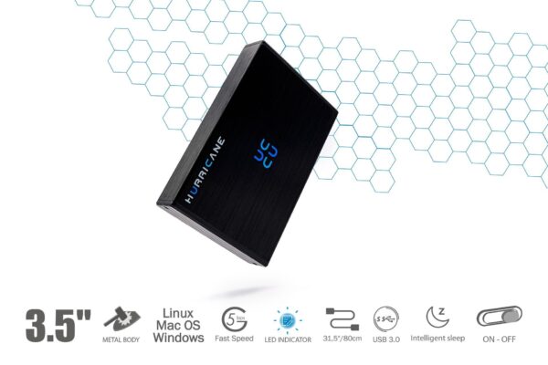 Hurricane GD35612 750GB Externe Festplatte Aluminium 3.5'' USB 3.0 - Image 3