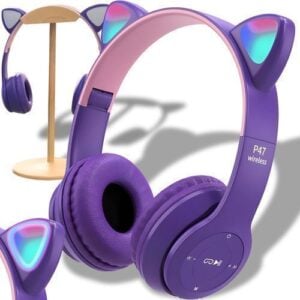 Kabellose Bluetooth 5.0 Katzen Ohr Kopfhörer mit LED Licht für Kinder