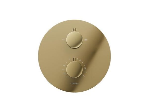 Thermostatisches Duschsystem LUGO Unterputz Armatur mit goldener Kopfbrause - Image 6