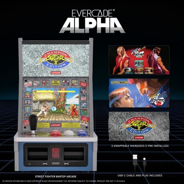 Blaze Evercade Alpha Bartop Arcade „Street Fighter“ mit 6 Spielen - Neu OVP - Image 5