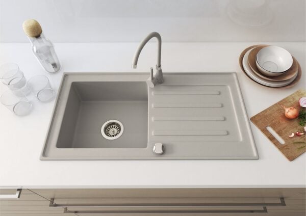 Granitspüle 76x44 cm – Einbauspüle mit Siphon Set in verschiedenen Farben - Image 5