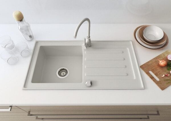 Granitspüle 76x44 cm – Einbauspüle mit Siphon Set in verschiedenen Farben - Image 8