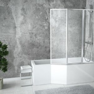 Eckbadewanne Integra 150x75 cm Rechts Acryl mit Duschwand und Ablauf