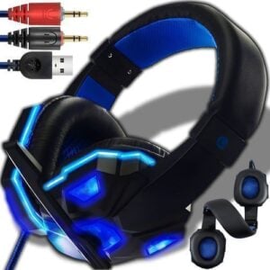 Kabelgebundenes Gaming-Headset mit Mikrofon in Schwarz-Blau von Retoo