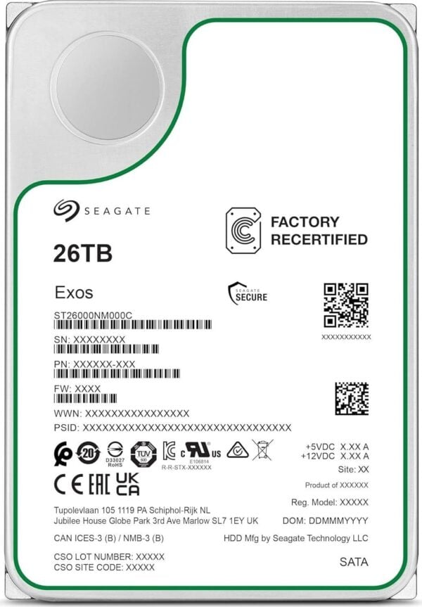 Seagate Exos 26TB Enterprise HDD ST26000NM000C für Datenspeicherung
