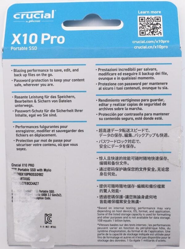Crucial X10 Pro 2TB Portable SSD USB-C 3.2 - Externe Festplatte - Image 1