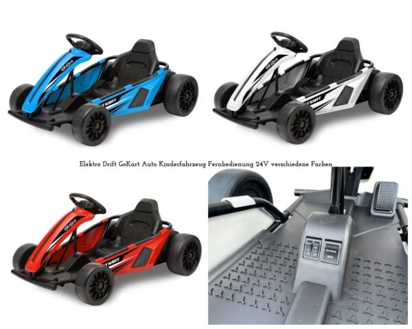 Kinder Elektro GoKart 200W Drift Kart für Kinderfahrzeug 2x24V EVA