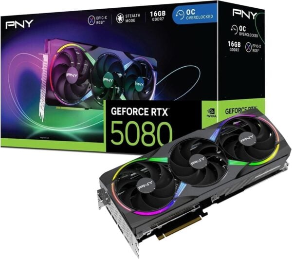 PNY GeForce RTX 5080 EPIC-X RGB OC Grafikkarte für Gaming und Grafikdesign