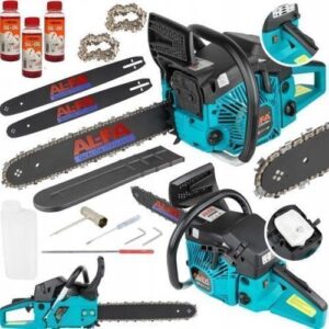 Benzin Kettensäge 6,5PS 52ccm mit 2 Ketten & 2 Schwerten 15"/18