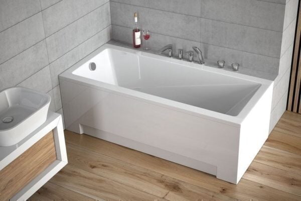Moderne Rechteck-Badewanne 120x70 cm Weiß mit GRATIS Ablauf & Füßen
