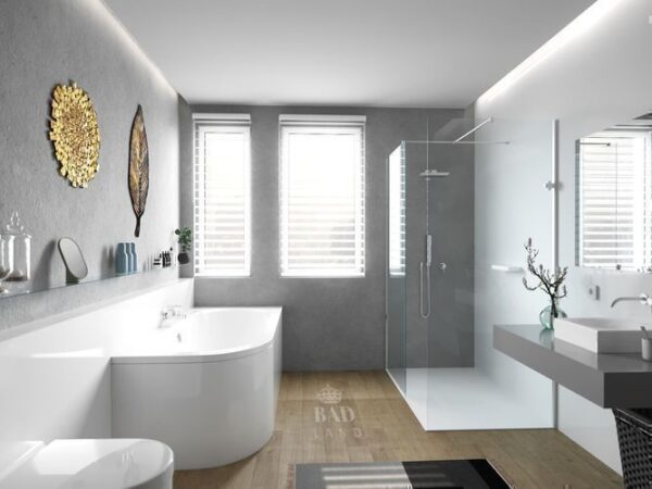 Eckbadewanne AVITA 160x75 rechts mit Acrylschürze, Ablauf & Füße gratis - Image 2