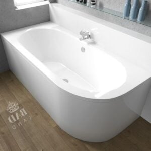 Eckbadewanne AVITA 170x75 cm links mit Acrylschürze, Ablauf & Füße gratis