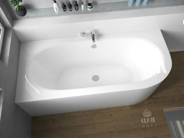 Eckbadewanne AVITA 170x75 cm links mit Acrylschürze, Ablauf & Füße gratis - Image 1