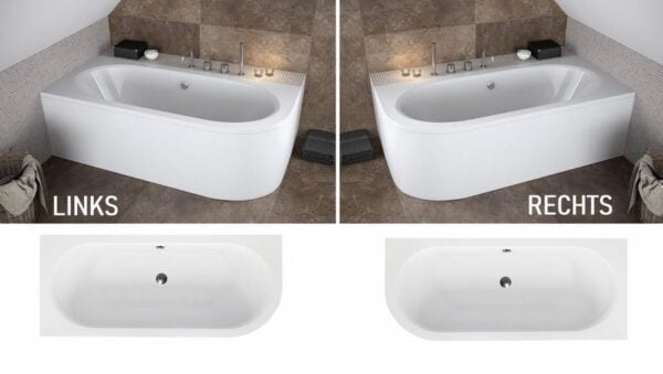 Eckbadewanne AVITA 170x75 cm links mit Acrylschürze, Ablauf & Füße gratis - Image 6